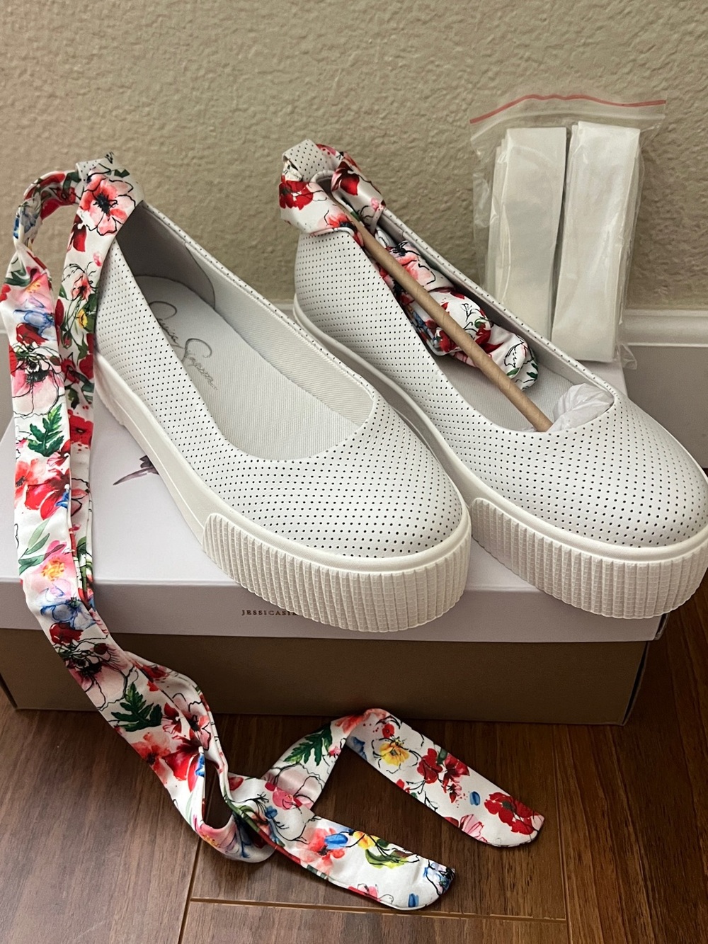 Jessica Simpson Elisah Flats with Floral Ankle Tie